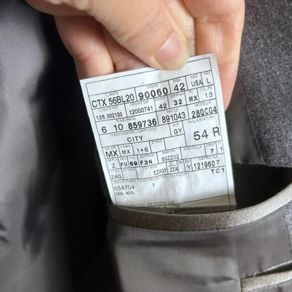 Z Zegna suit blazer pants size 42 L US‎ / 54 R Italy City gray flannel wool